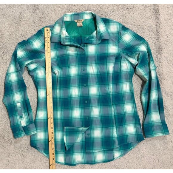 Duluth Shirt Womens Size Large Green Sidewinder Plaid Shirt Nylon Blend - Picture 9 of 14